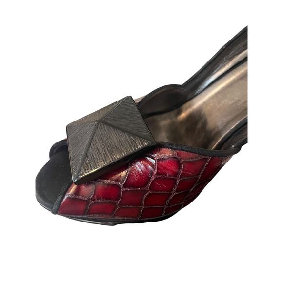VTG Claudia Ciuti Dark Red Croc Shoe Open Toe Pump 9.5 - Picture 10 of 10